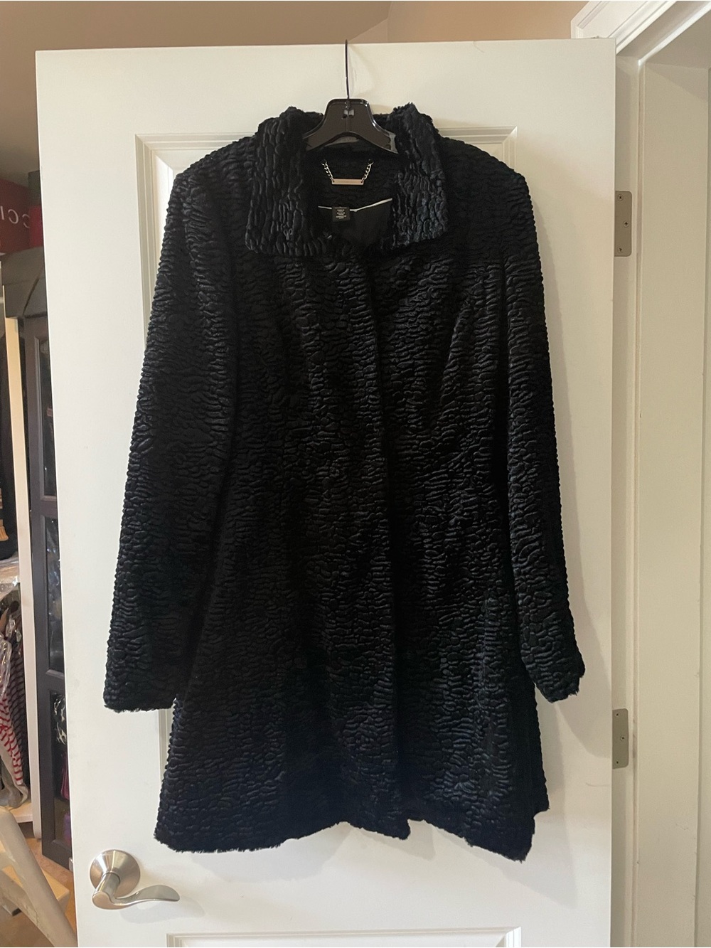 Black Textured Faux-Fur Coat - Women